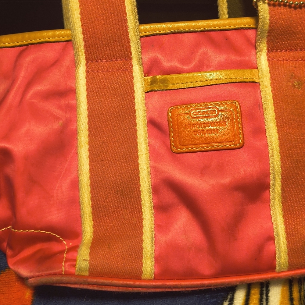 Coach Vibrant Pink and Tan Tote Bag Poppy Coach